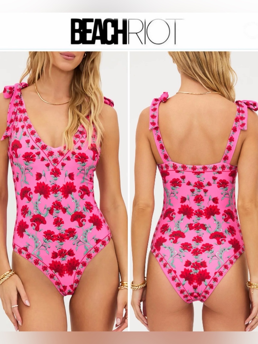 Beach Riot Pink Floral One-Piece Swimsuit